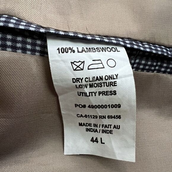 Izod Brown 100% Lambswool Herringbone 2 Button Satin Lined Blazer Sport Coat 44L - Picture 10 of 10